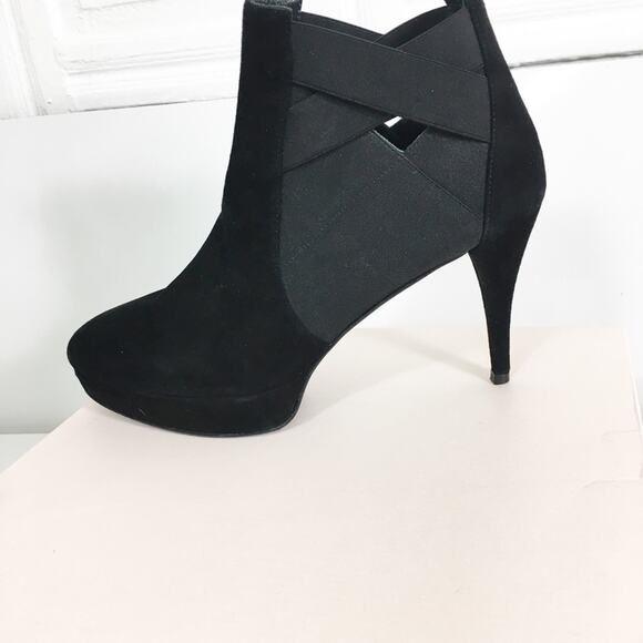 Stuart Weitzman Shoes - Stuart Weitzman Black Suede Elastic Strap Ankle Bootie Pumps